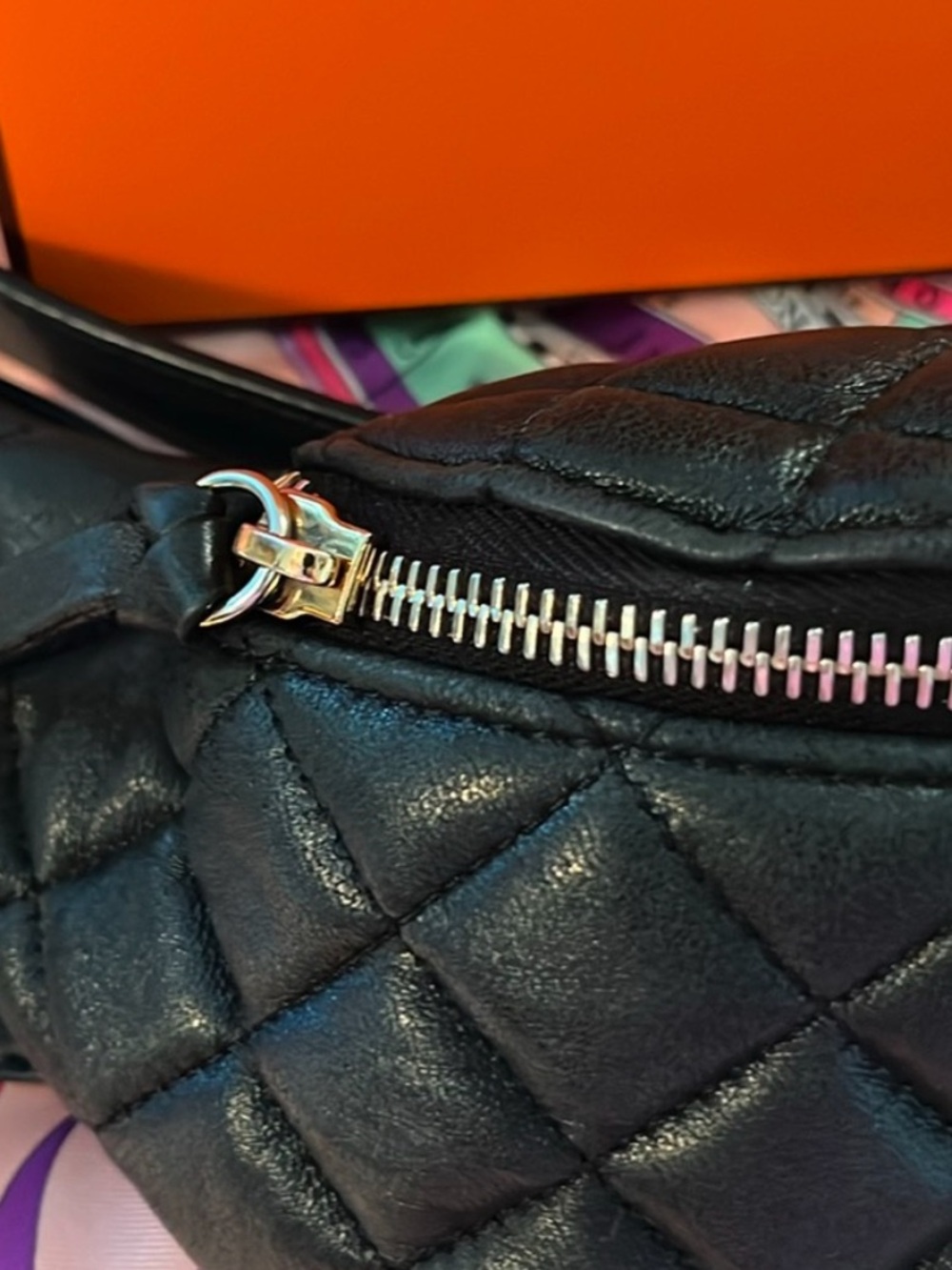 Versace Quilted Leather Crossbody Belt Bag in Dark Teal with Medusa Emblem - Picture 3 of 7